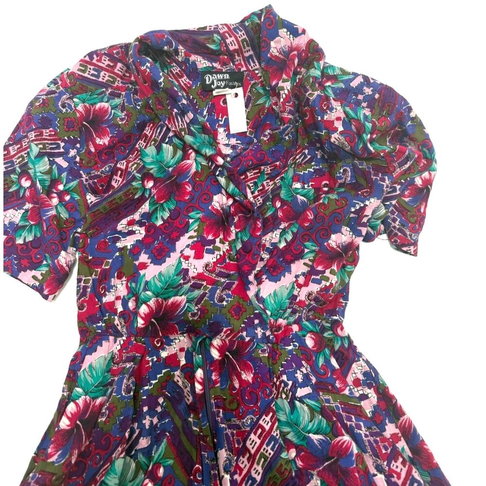 Dawn Joy vintage purple fuchsia floral print jumper - Picture 2 of 8